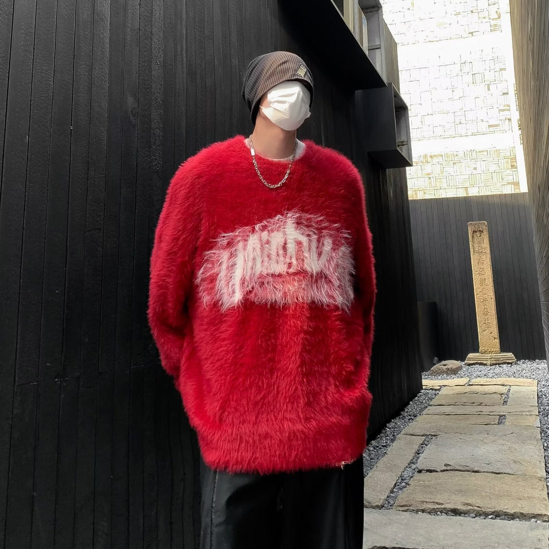 Herr Trendy Oversized Tröja med Eye-Catching Tryck
