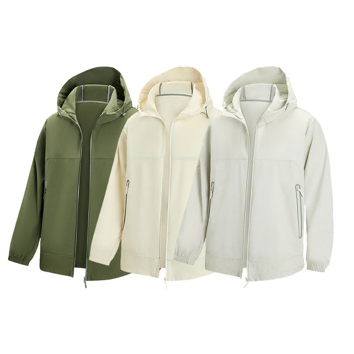 Herr Lätt Teknisk Softshell Vindjacka med Huva, Vattenavvisande Membran och Dragkedja Fickor