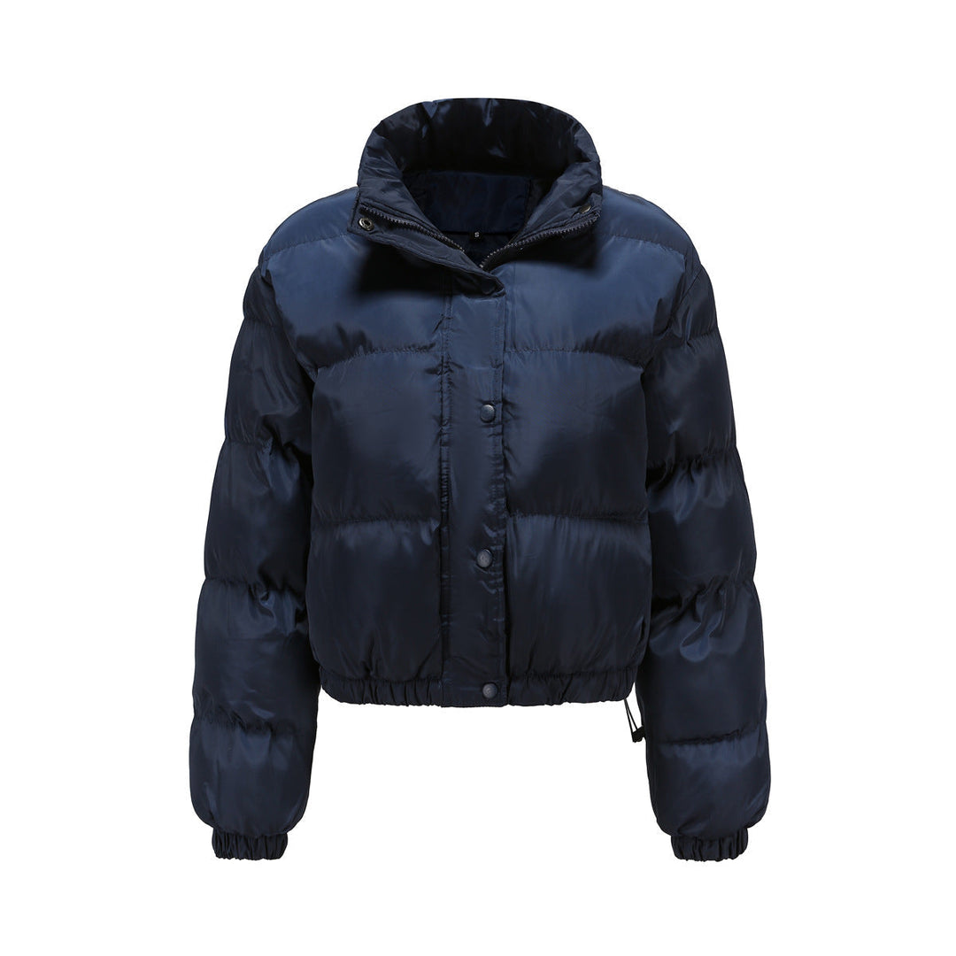 Dam kort quiltad vinterjacka med ståkrage och drawstring