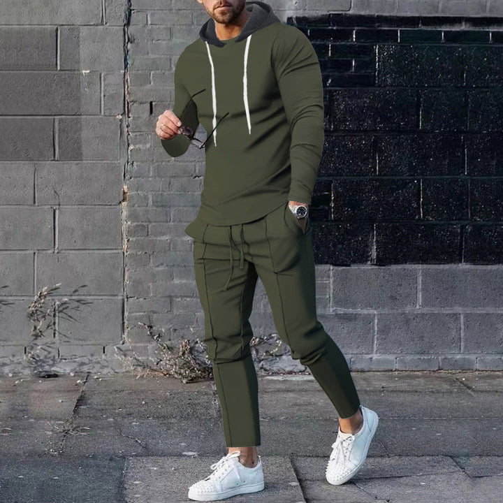 Herr Two-Piece Luvtröja Lounge Set med Smal Passform Luvtröja och Tapered Joggingbyxor
