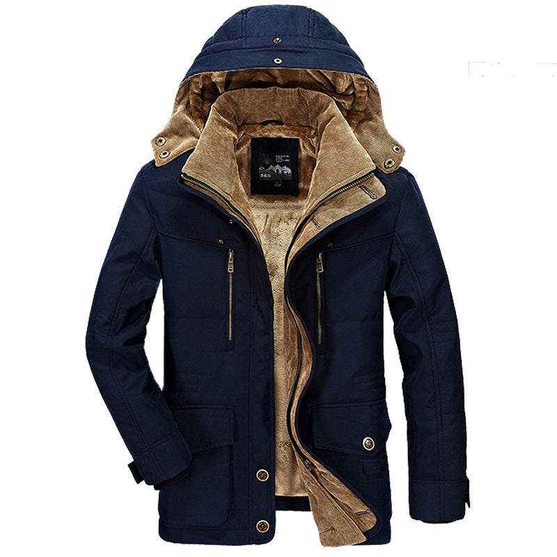 Herr Robust Canvas Fält Parka med Manchester Krage, Zip Fram och Multifunction Fickor