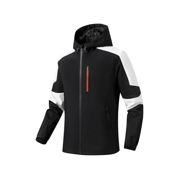 Herr Andningsbar Softshell-Hardshell Hybrid Jacka med Huva och Vattentät Dragkedjefickor