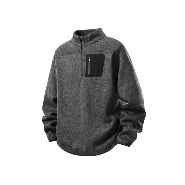 Herr Halbzip-Fleecepullover med Brustreißverschlusstasche och Ståkrage