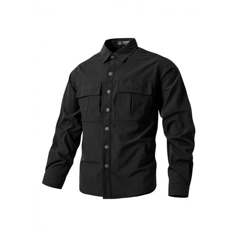 Herr Ljus Skjortjacka i Utility Stil med Patch Bröstfickor och Knapplist