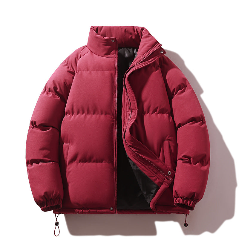 Unisex vadderad kviltad jacka gjord Down Imitation med hög krage och dragsko