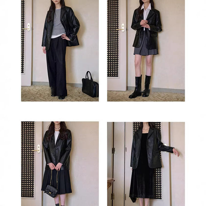 Dam modern läder blazer