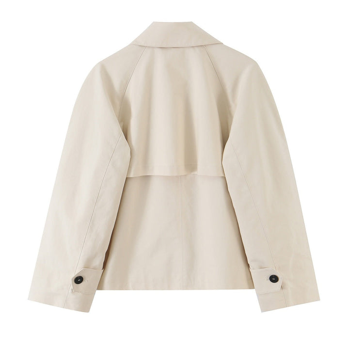 Dam Kort-Skärning Trench Jacka med Asymmetric Knapplist och Skjortkrage
