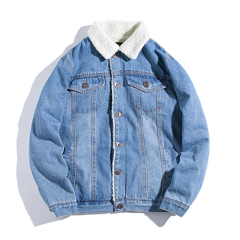 Dam Avslappnad Denimjacka med Fleece Foder