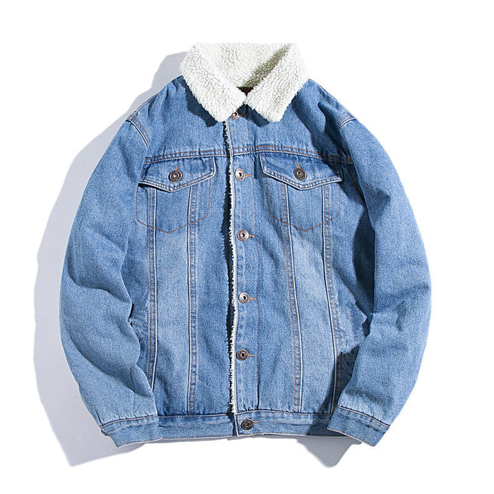 Dam Avslappnad Denimjacka med Fleece Foder