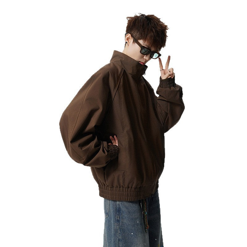 Unisex oversize Windbreaker med ståkrage och Raglan ärmar