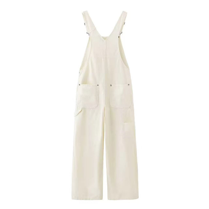 Dam Denim Overalls med Adjustable Straps och Fickor
