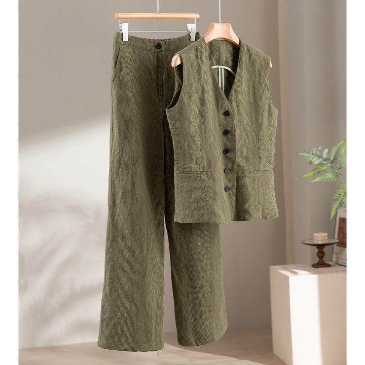 Dam skräddad Cord Waistcoat med V-ringning och utanpåfickor