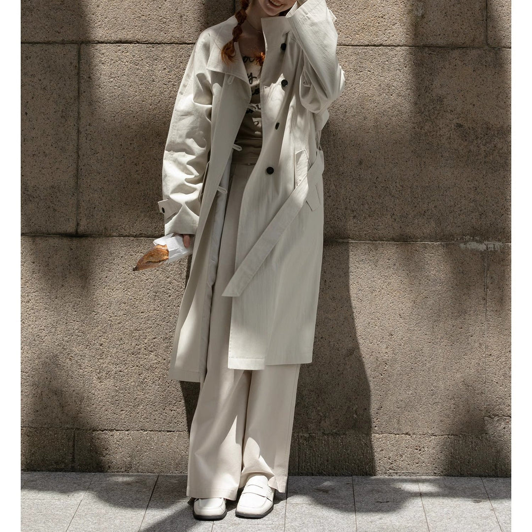 Dam lätt oversize trenchcoat med hög ståkrage, justerbar muddar &amp; Tied bälte