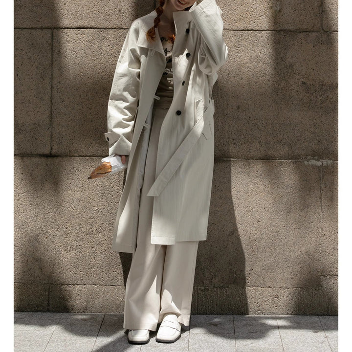 Dam lätt oversize trenchcoat med hög ståkrage, justerbar muddar &amp; Tied bälte