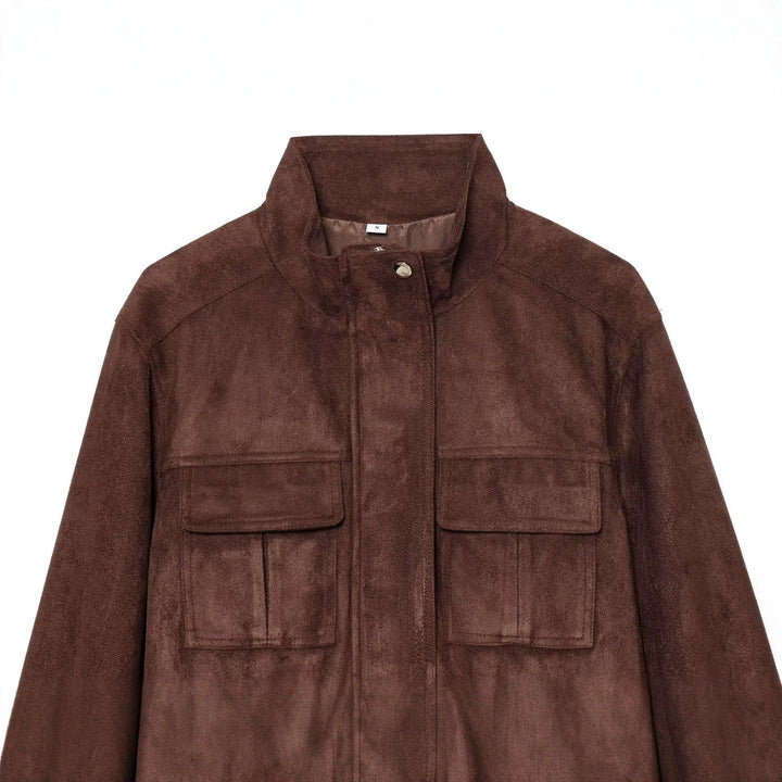 Dam Kort Suede-Look Blouson med Drawstring Waist