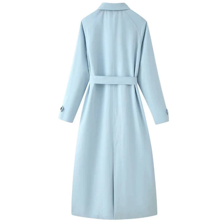Dam Lätt Knee-Length Trenchcoat i Clean Look med Tie Waist och Dold Knapp Knäppning