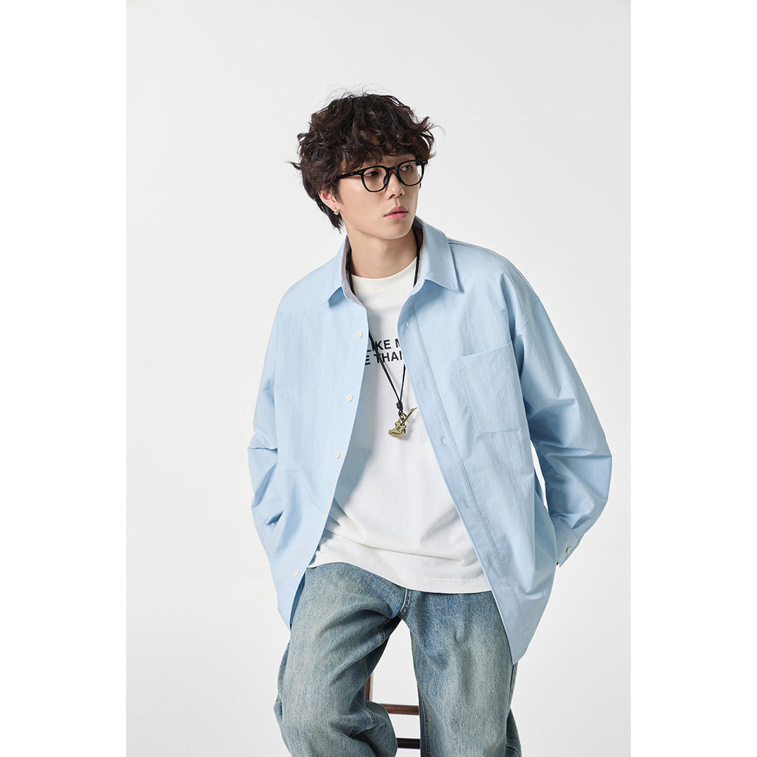 Unisex Rutig Overshirt i Patchwork Look med Bröstficka