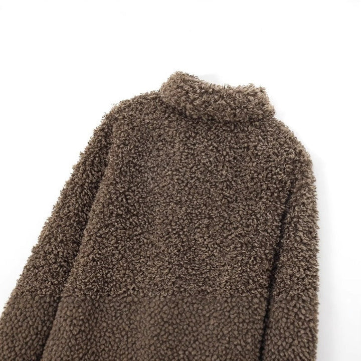 Dam Oversized Konstpäls Teddy Jacka med Sjalrakrage och Fodrad Interior
