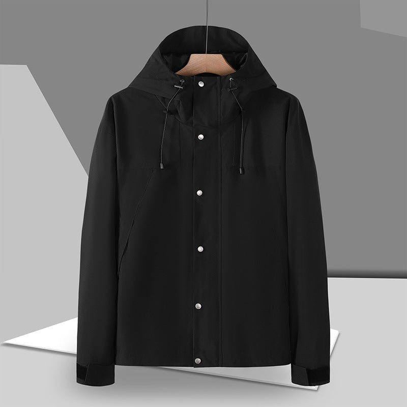 Herr Minimalistic Softshell-Luvtröja Jacka med Concealed Press Knapplist