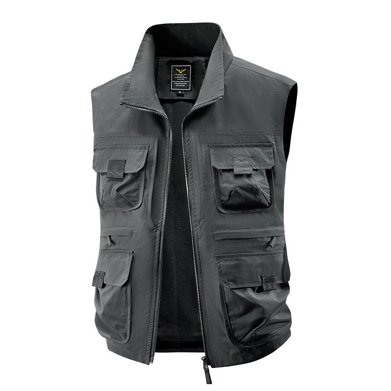 Herr Tactical Multifunctional Väst med Numerous Multipurpose Fickor, Lätt Ripstop och Mesh Foder