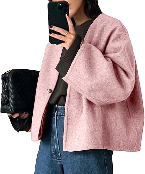 Dam kort Boxy kappa med Balloon ärmar och Round Neckline