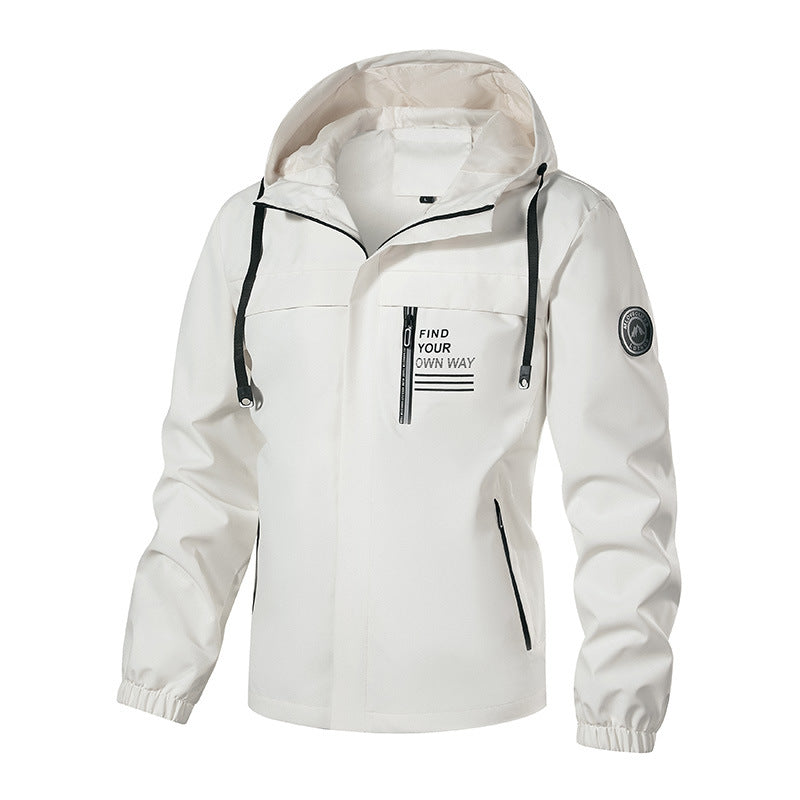 Herr Andningsbar Softshell Regn Jacka med Huva, Reflekterande Detaljer och Dold Dragkedja