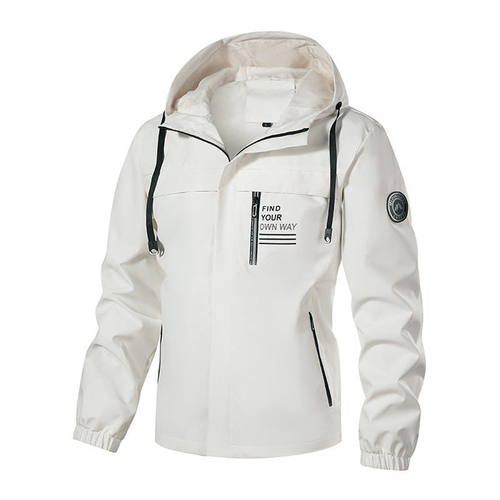 Herr Andningsbar Softshell Regn Jacka med Huva, Reflekterande Detaljer och Dold Dragkedja