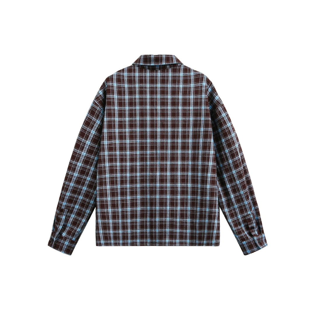 Herr Rutig Flanell overshirt Jacka med Sewn-On bröstfickor