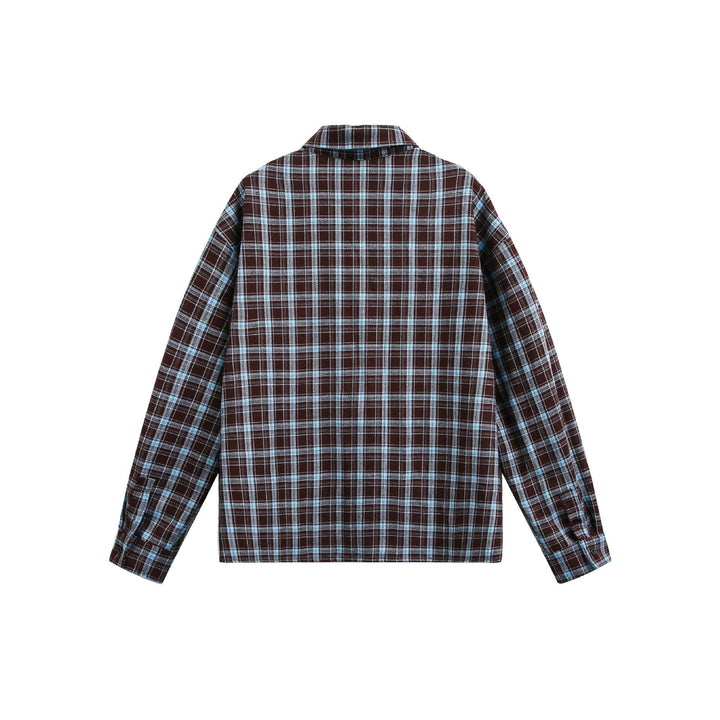 Herr Rutig Flanell overshirt Jacka med Sewn-On bröstfickor