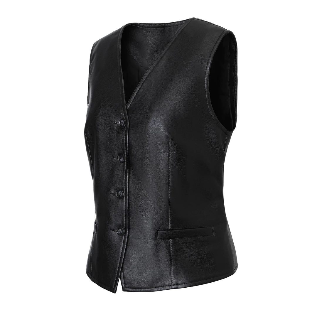 Dam Elegant Faux Läder Väst