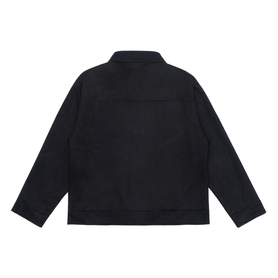 Herr overshirt jacka tillverkad av textured velour med ribbad krage