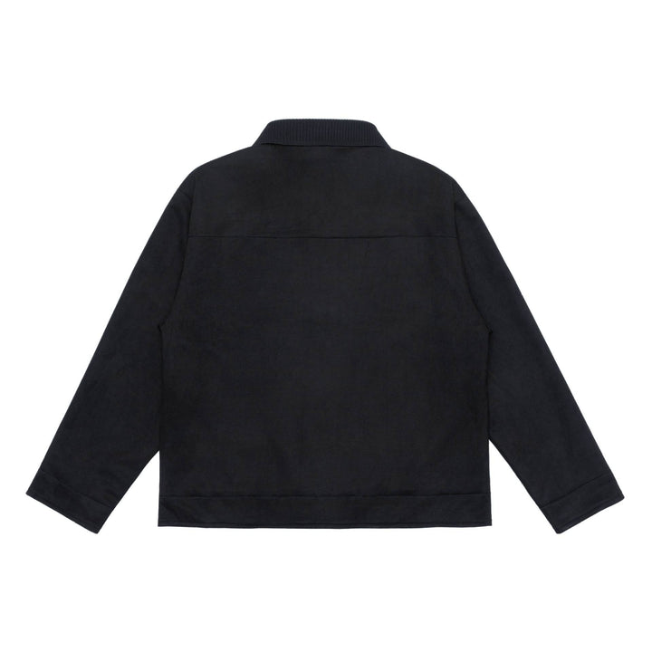 Herr overshirt jacka tillverkad av textured velour med ribbad krage