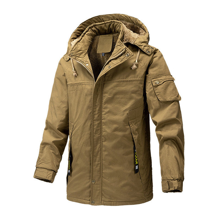 Herr Canvas Parkas med Sherpa Foder, Extended Skärning och Funktion Arm Ficka