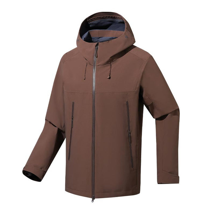 Herr vatten- och vindtät softshell utomhusjacka med justerbar huva