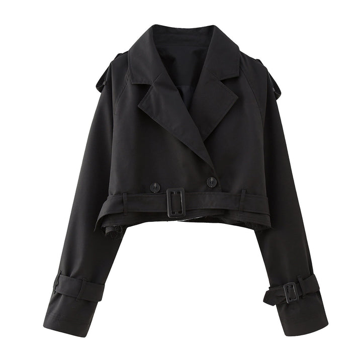 Dam kort trenchcoat med midjebälte, Epaulettes, och justerbar ärm Straps