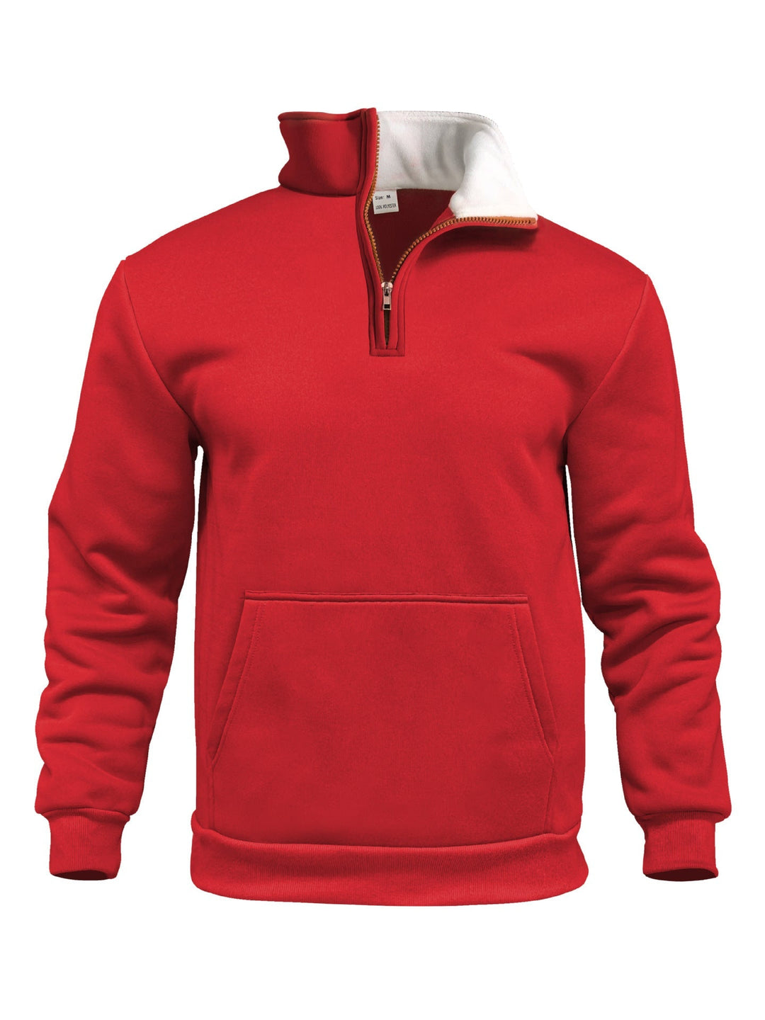 Herr Comfort Halv Dragkedja Sweat med Hög Fleece Krage, Känguruficka och Shape-Stable Ribbad Fåll