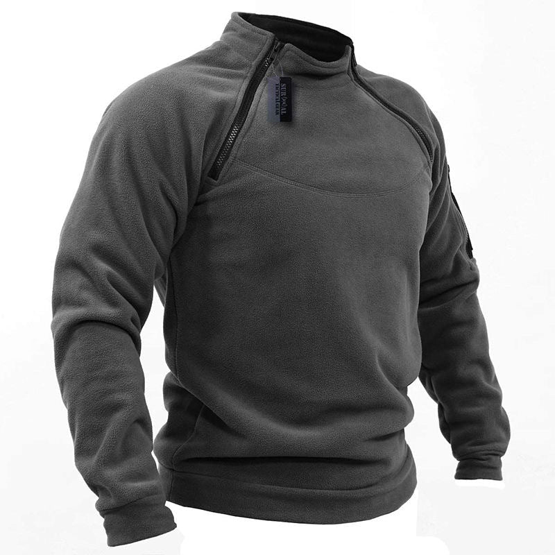 Herr Funktionell Fleece Pullover med Axel Ventilation, Hög Ståkrage och Ärmficka