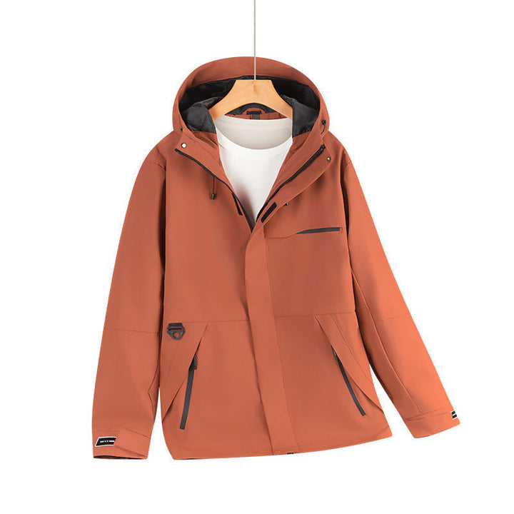Herr vattenavvisande softshell hoodiejacka med dold dragkedjas och urban Skärning
