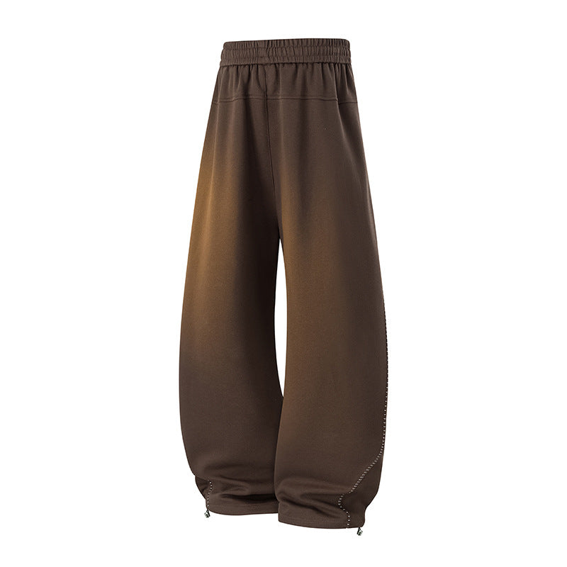 Herr Oversized Baggy Mjukisbyxor med Dragsko, Side Tryckknappsslå &amp; Adjustable Leg Openings