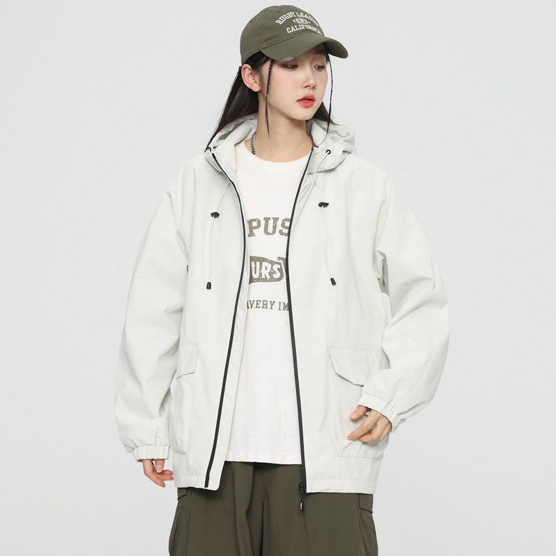 Dam oversize Windbreaker jacka med huva och Cargo fickor