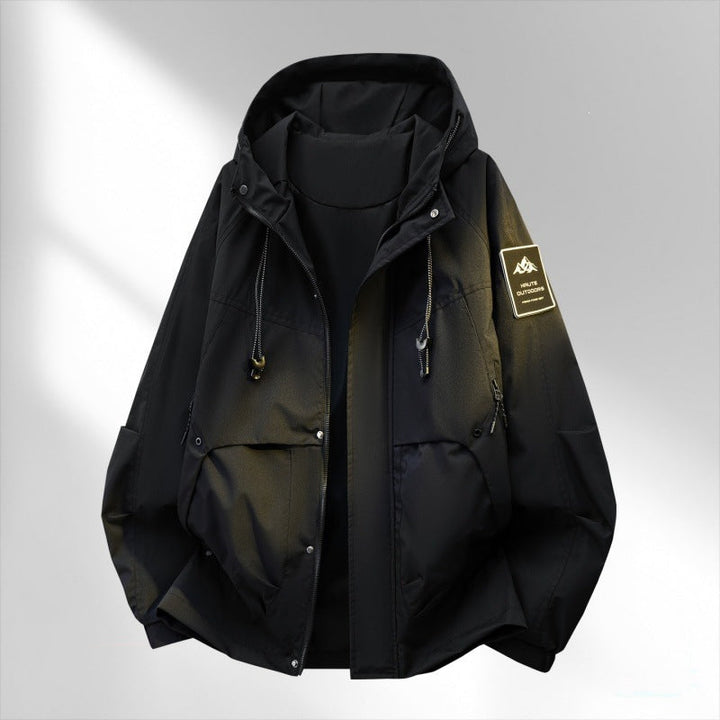 Herr Oversize Funktion Frilufts Jacka med Huva, Vadderad Foder &amp; Multifunktionell Fickor