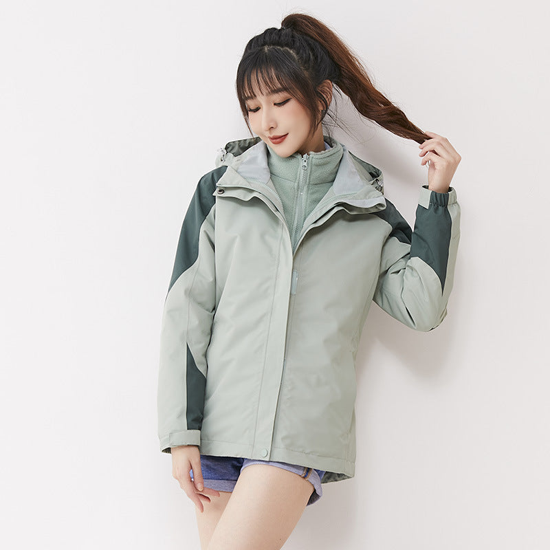 Dam double-layer utomhusjacka med removable fleece inner jacka och vindtät membrane