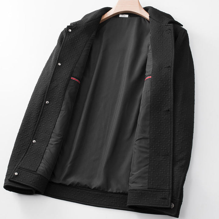 Herr Strukturerad Skjortjacka med Embossed Surface och Patch Bröstfickor