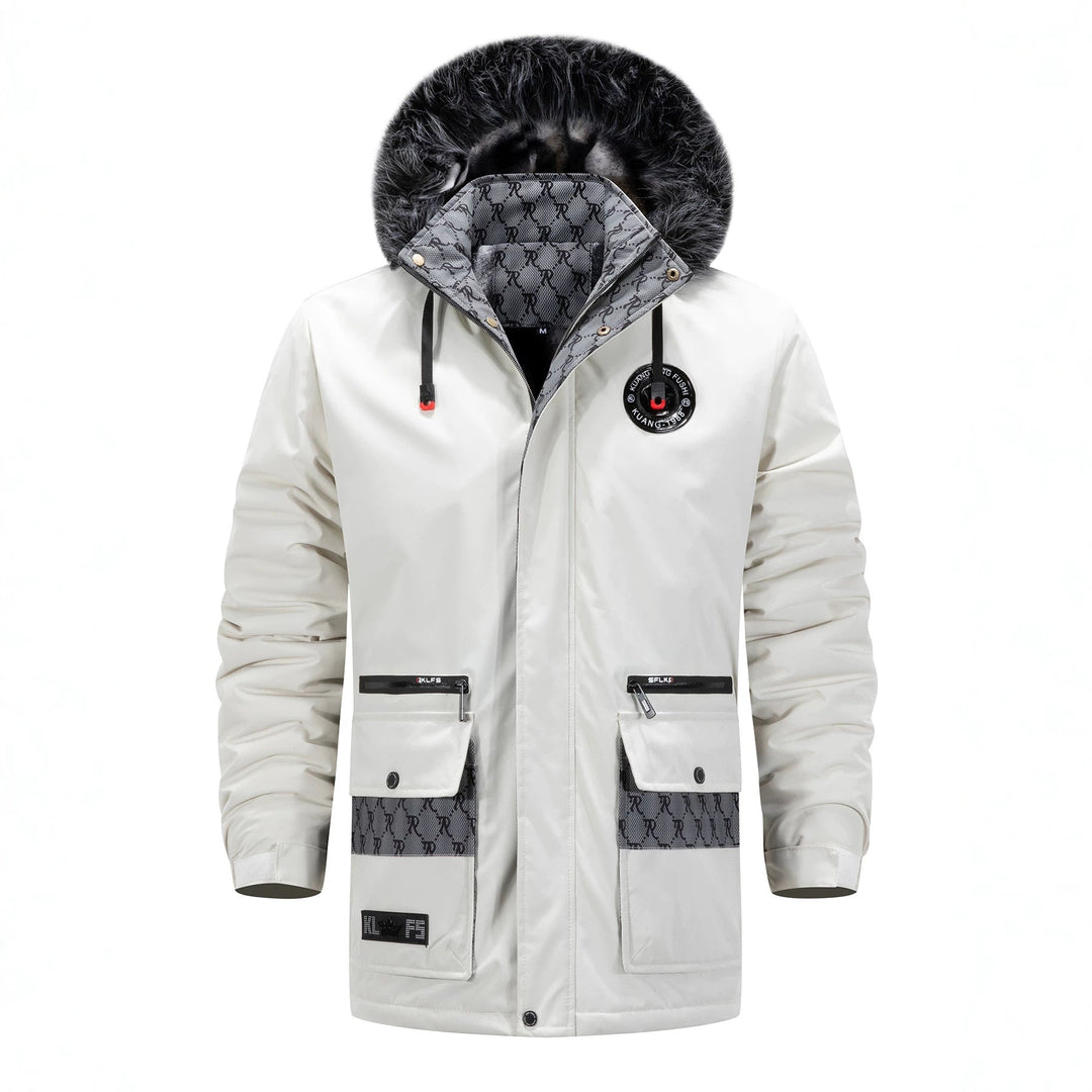 Herr Lång Värmande parka med huva, Logotyp Foder och flerafunktionell Fickor