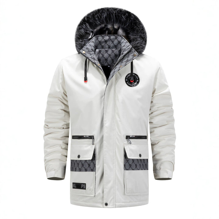 Herr Lång Värmande parka med huva, Logotyp Foder och flerafunktionell Fickor