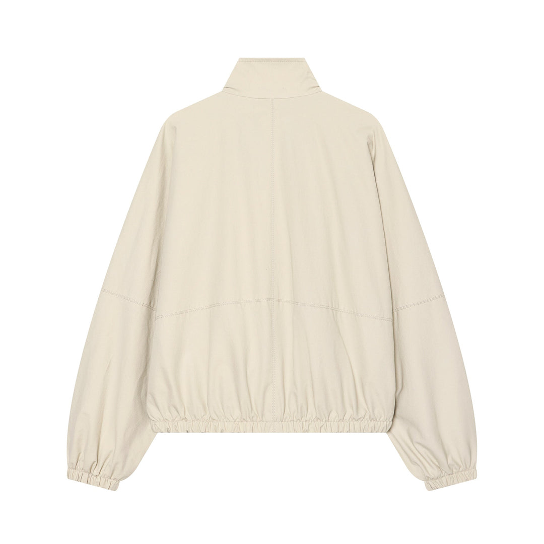Dam Lätt Vadderad Windbreaker med Stå Krage och Prickig Prick Tryck