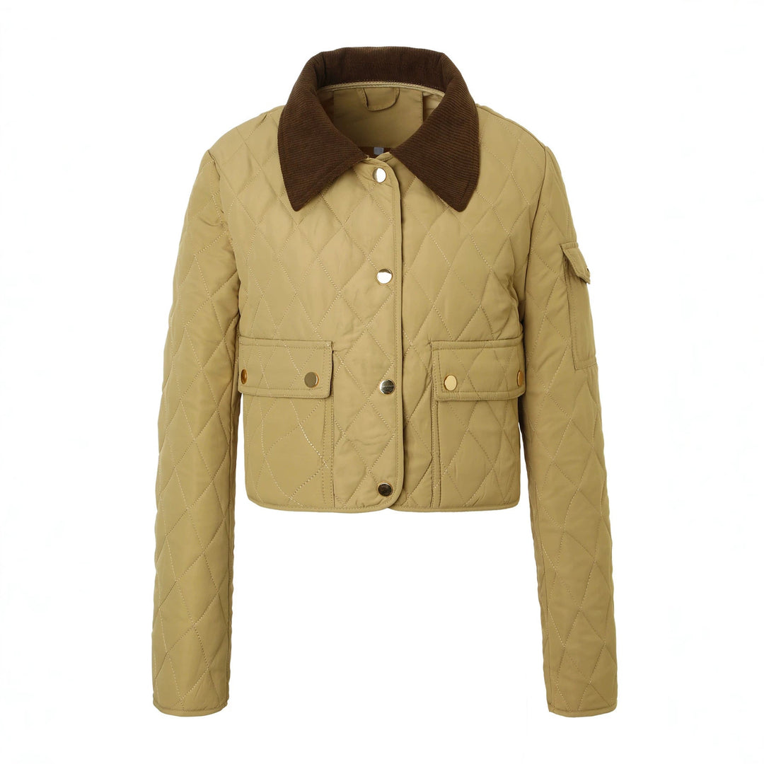 Dam Snygg Kort Jacka med Quiltad Design