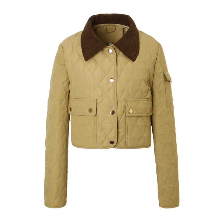 Dam Snygg Kort Jacka med Quiltad Design