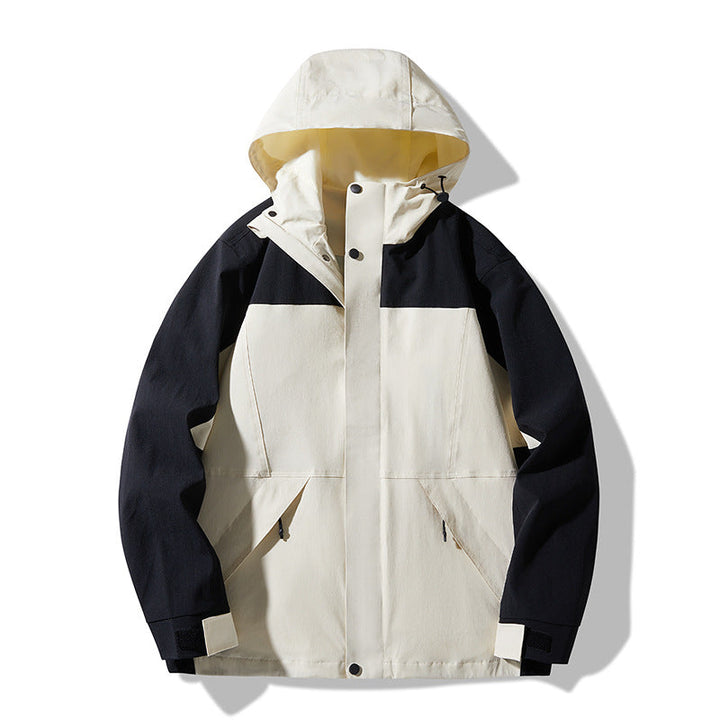 Herr teknisk Colorblock softshell regnjacka med justerbar huva