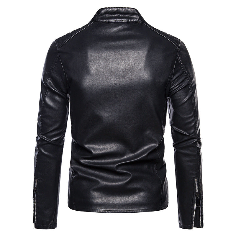 Herr Mode Biker Jacka med Quiltad Detaljer
